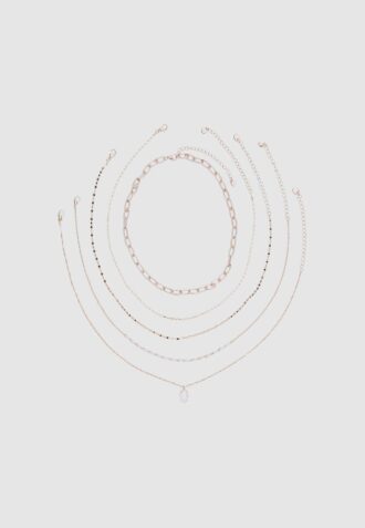 Lot de 5 colliers à breloques en pierre rose