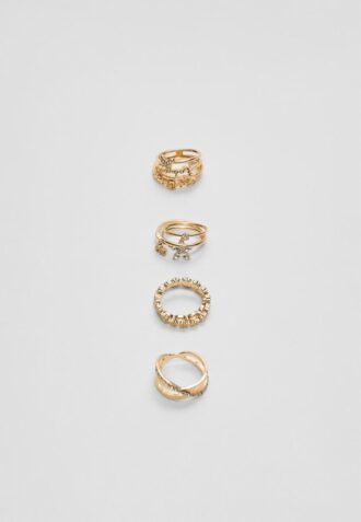 Lot de 9 bagues papillon et strass