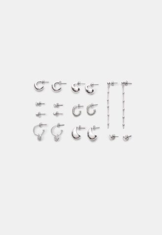 Lot de 9 boucles d&rsquo;oreilles cœurs et créoles