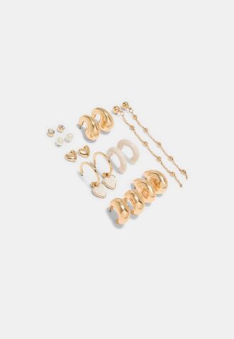 Lot de 9 boucles d&rsquo;oreilles cœurs et créoles