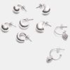 Lot de 9 boucles d&rsquo;oreilles cœurs et créoles
