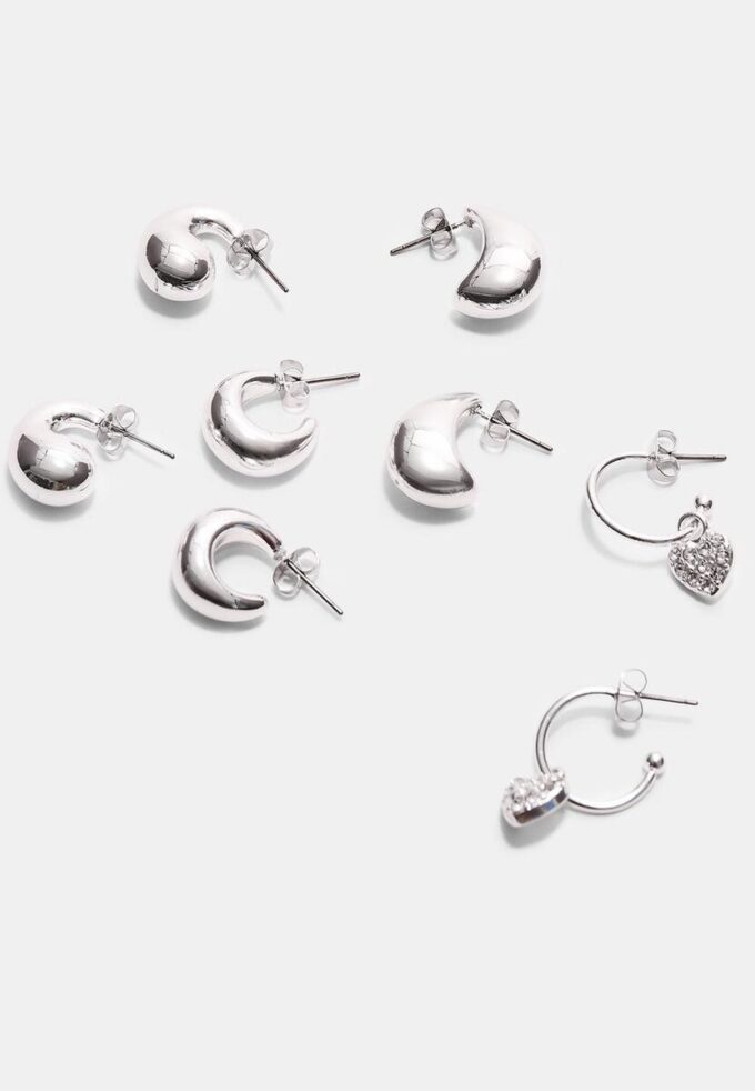 Lot de 9 boucles d&rsquo;oreilles cœurs et créoles