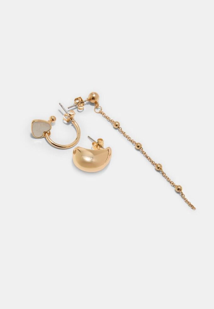 Lot de 9 boucles d&rsquo;oreilles cœurs et créoles