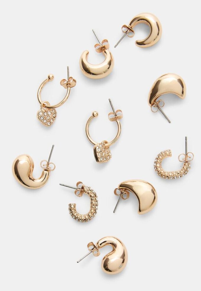 Lot de 9 boucles d&rsquo;oreilles cœurs et créoles