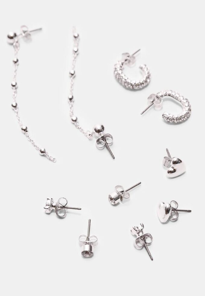 Lot de 9 boucles d&rsquo;oreilles cœurs et créoles