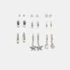 Lot de 9 boucles d&rsquo;oreilles étoiles de mer en strass