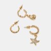 Lot de 9 boucles d&rsquo;oreilles étoiles de mer en strass