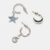 Lot de 9 boucles d&rsquo;oreilles étoiles de mer en strass