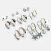 Lot de 9 boucles d&rsquo;oreilles étoiles de mer en strass