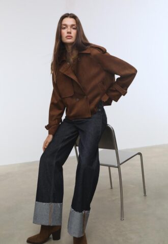 Manteau court en simili-daim