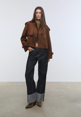 Manteau court en simili-daim