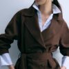 Manteau court fluide avec ceinture