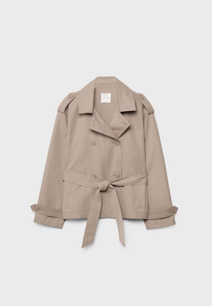 Manteau court fluide avec ceinture Manteau court fluide avec ceinture