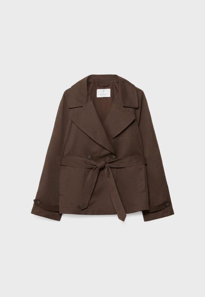 Manteau court fluide avec ceinture