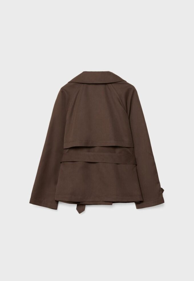 Manteau court fluide avec ceinture