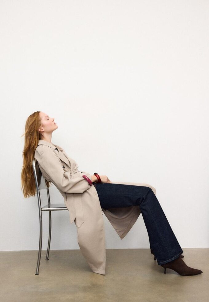 Manteau de trench long et fluide