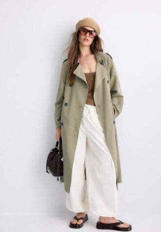 Manteau de trench long et fluide