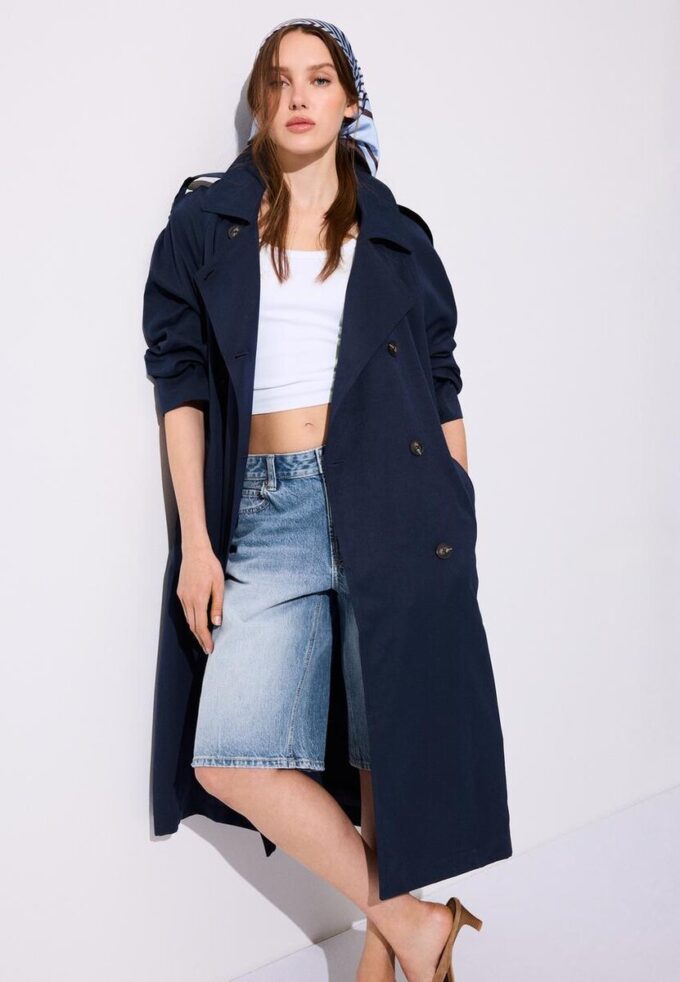 Manteau de trench long et fluide
