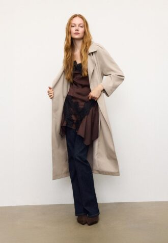 Manteau de trench long et fluide