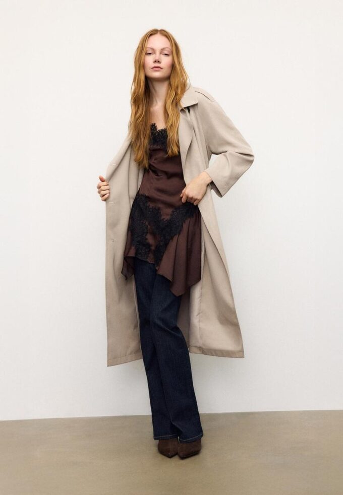 Manteau de trench long et fluide