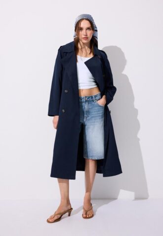 Manteau de trench long et fluide
