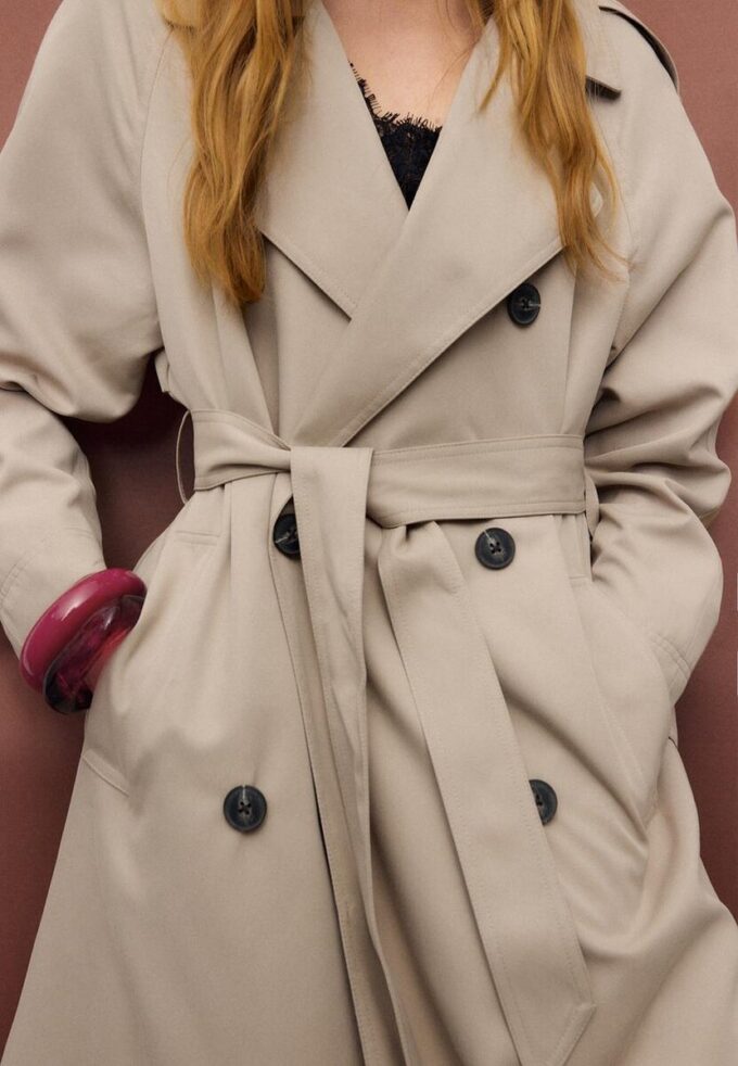 Manteau de trench long et fluide