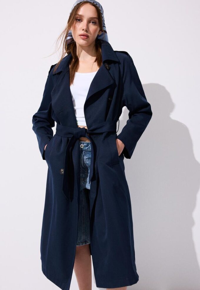 Manteau de trench long et fluide