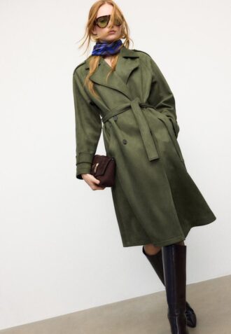 Manteau long en simili-suède