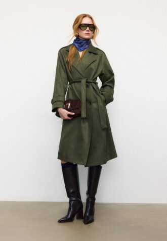 Manteau long en simili-suède