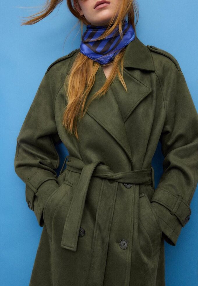 Manteau long en simili-suède