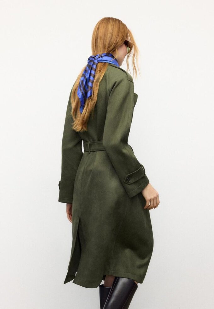 Manteau long en simili-suède