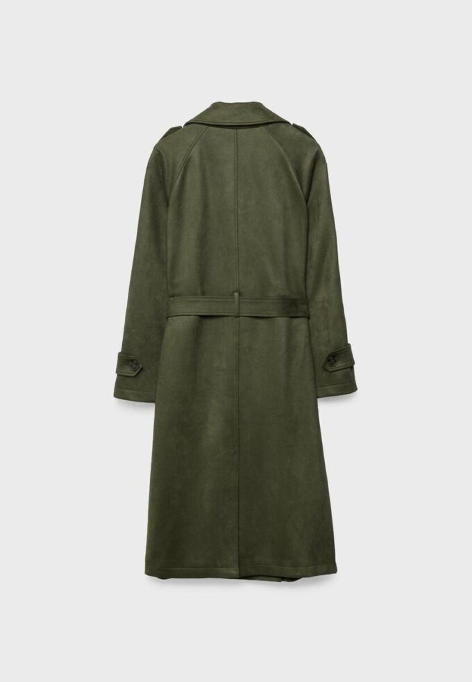 Manteau long en simili-suède