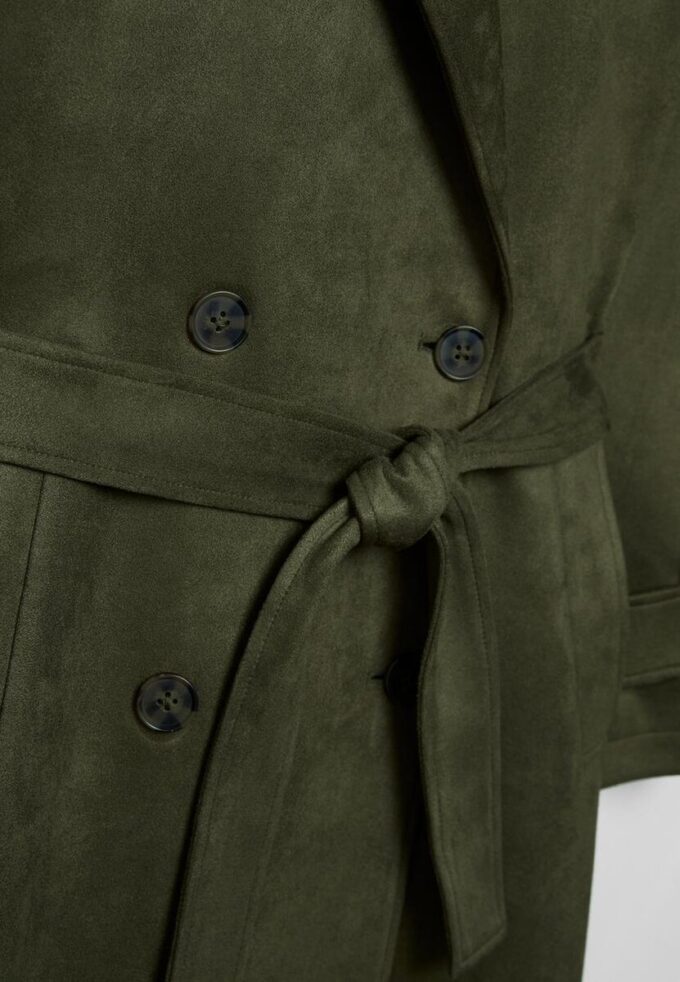 Manteau long en simili-suède