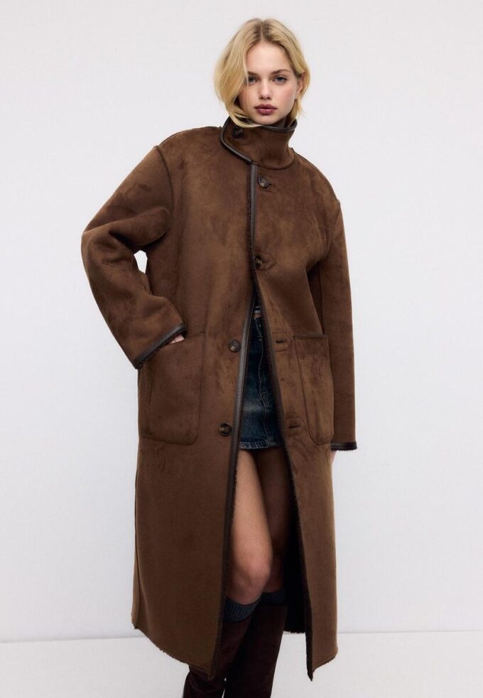 Manteau long réversible double face