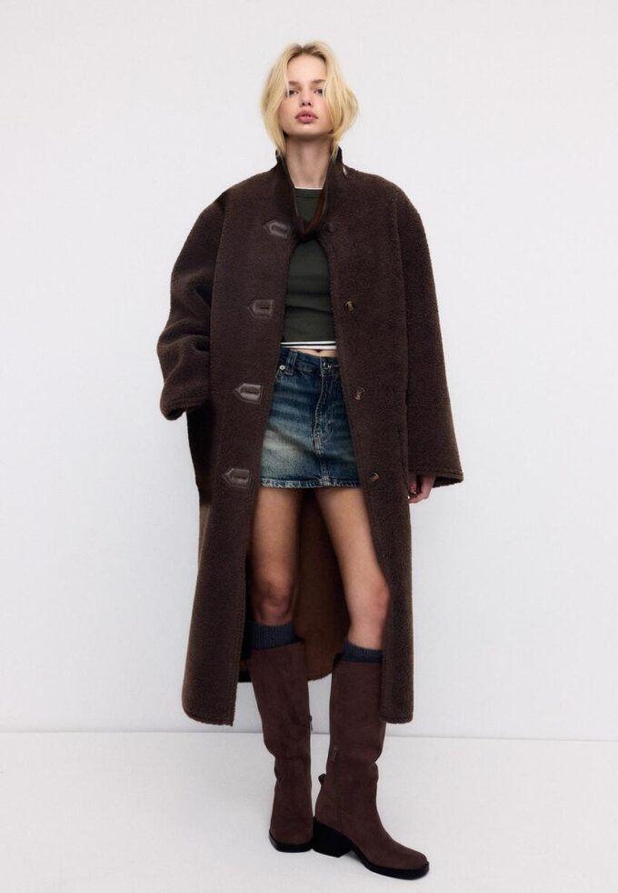 Manteau long réversible double face