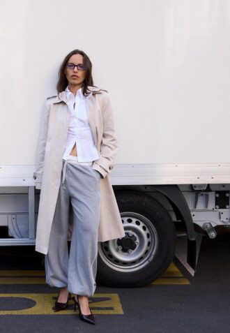 Manteau long à simple boutonnage