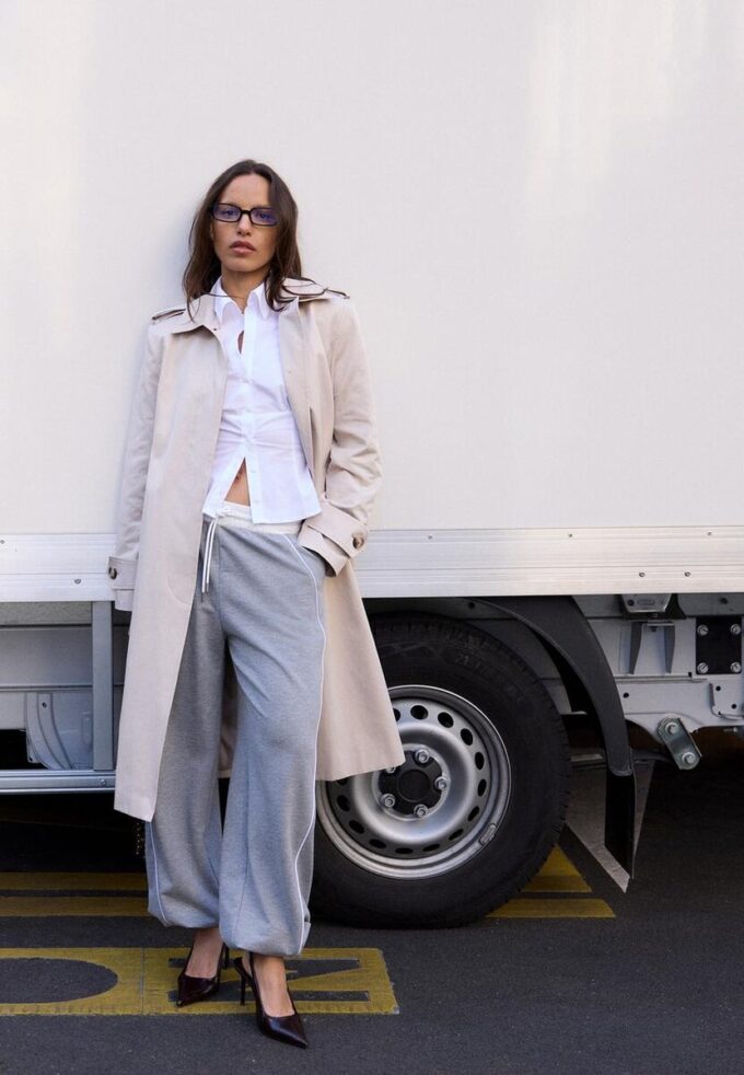 Manteau long à simple boutonnage