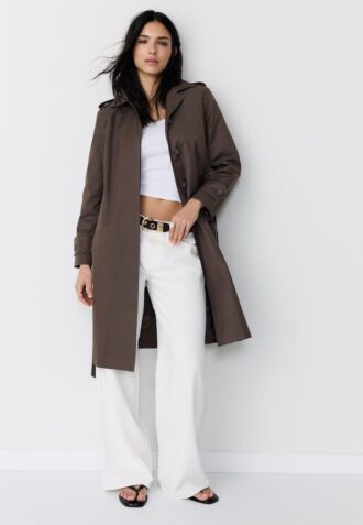 Manteau long à simple boutonnage