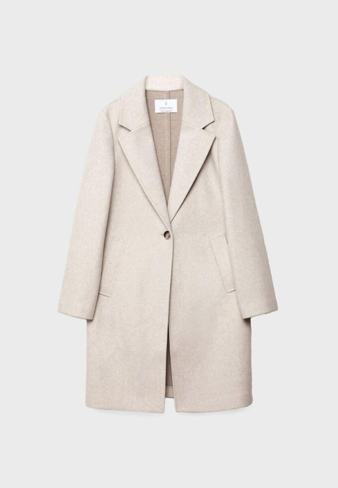 Manteau mi-long boutonné au toucher doux