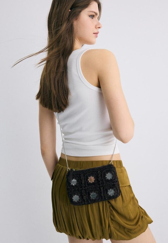 Mini sac à bandoulière en crochet avec miroir