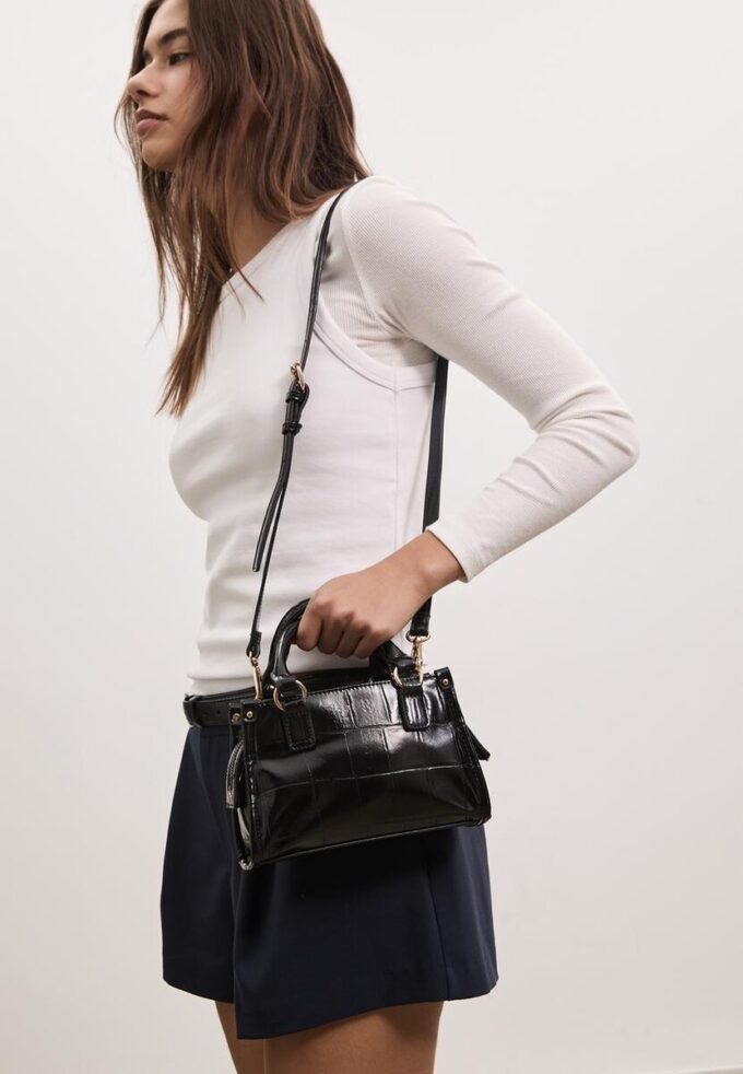 Mini sac fourre-tout à bandoulière effet noix de coco