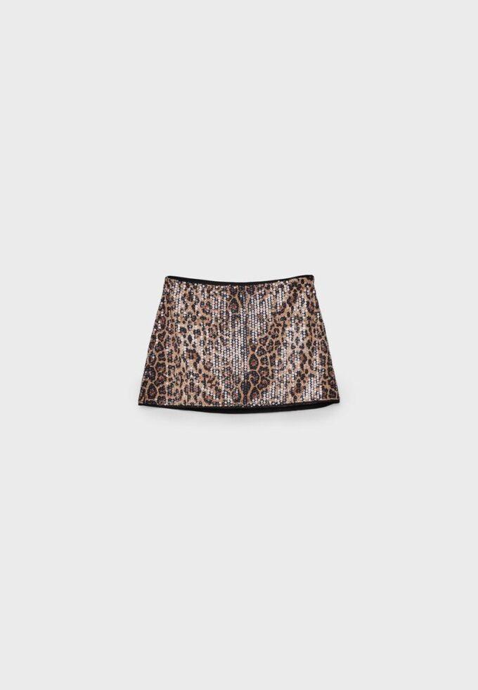 Mini-Skort à paillettes imprimé animal
