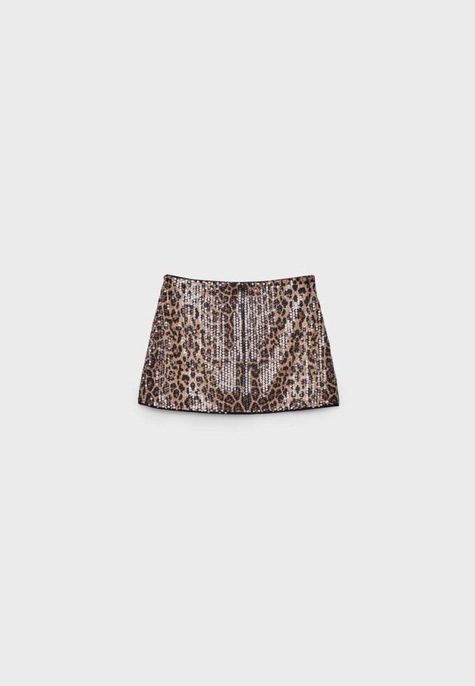 Mini-Skort à paillettes imprimé animal