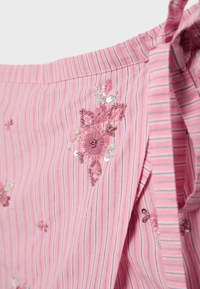 Mini-Skort-sarong rayé brodé Mini-Skort-sarong rayé brodé