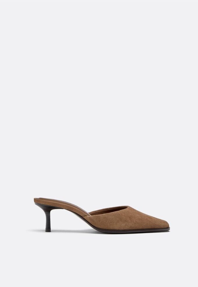 Mules à talons bobines en cuir