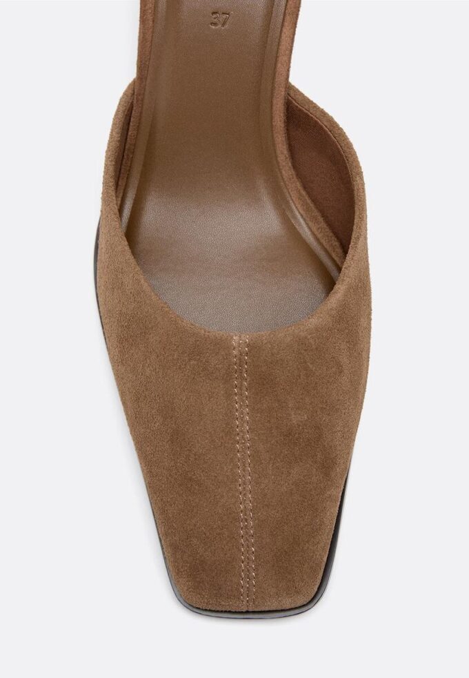 Mules à talons bobines en cuir