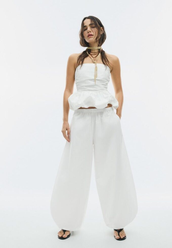 Pantalon ample en popeline