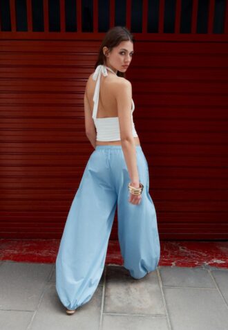 Pantalon ample en popeline