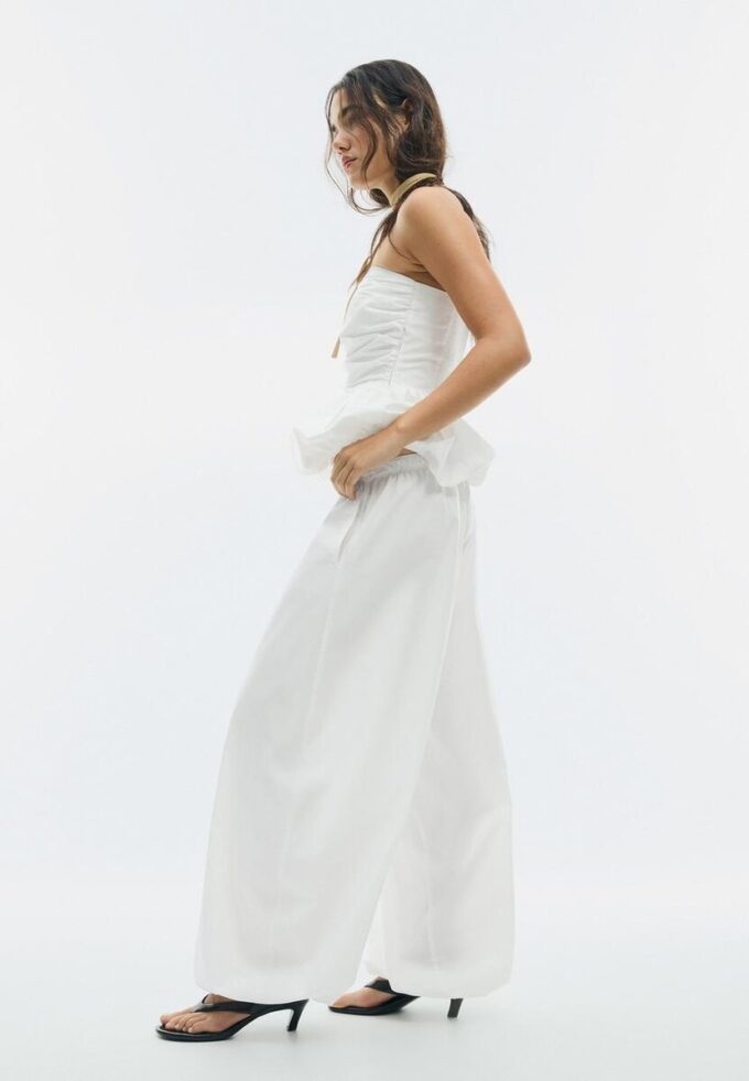 Pantalon ample en popeline