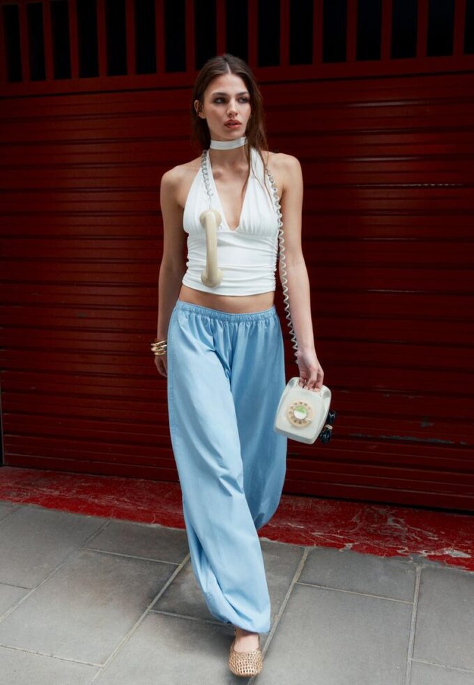 Pantalon ample en popeline